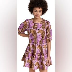 FARM Rio Purple and Orange Tiger Print Mini Dress